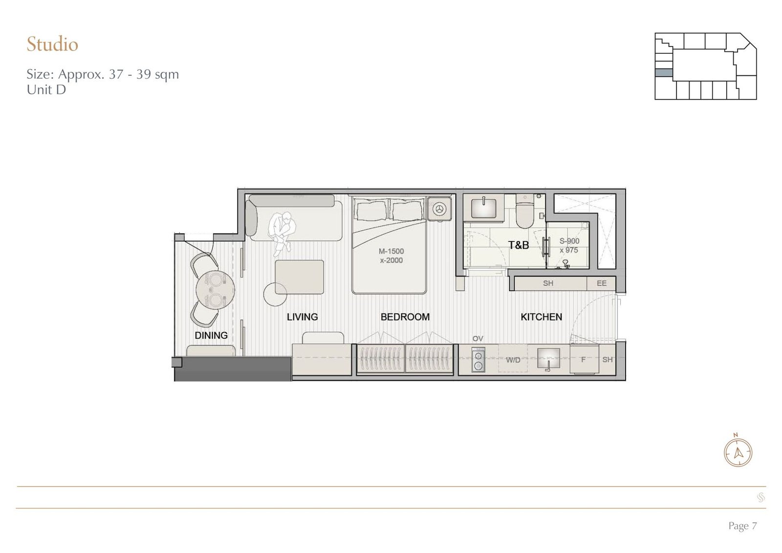 STUDIO Unit D 37-39 sqm 